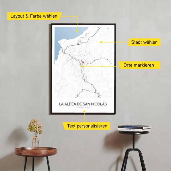 Stadtkarte von La Aldea de San Nicolás erstellt auf Cartida