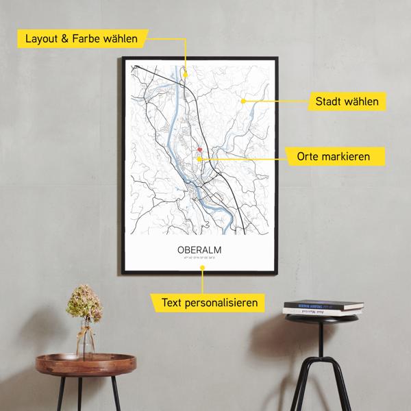 Stadtkarte von Oberalm erstellt auf Cartida