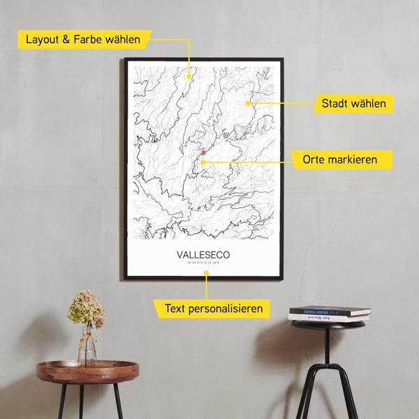 Stadtkarte von Valleseco erstellt auf Cartida