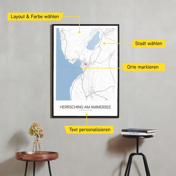 Stadtkarte von Herrsching am Ammersee erstellt auf Cartida