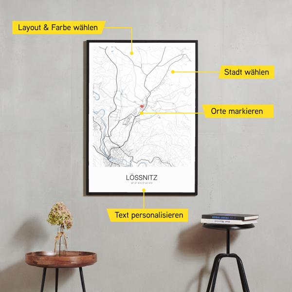 Stadtkarte von Lößnitz erstellt auf Cartida
