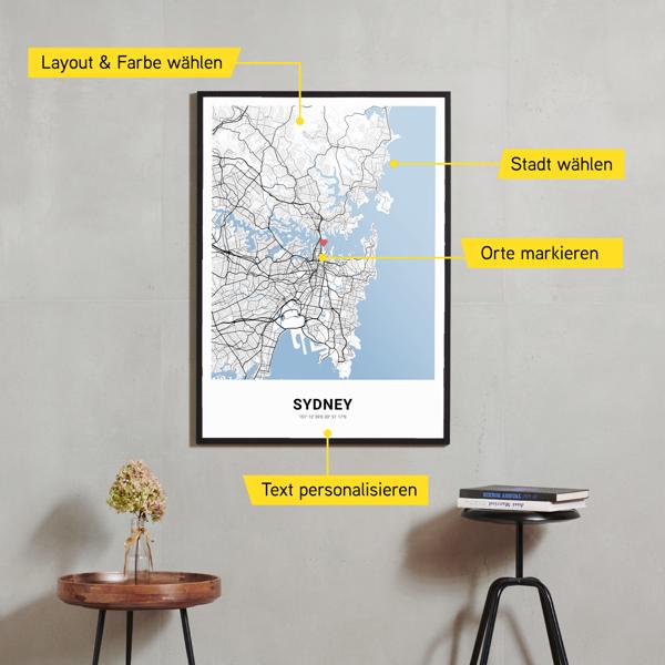 Stadtkarte von Sydney erstellt auf Cartida