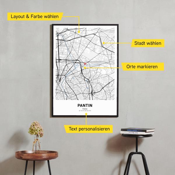 Stadtkarte von Pantin erstellt auf Cartida