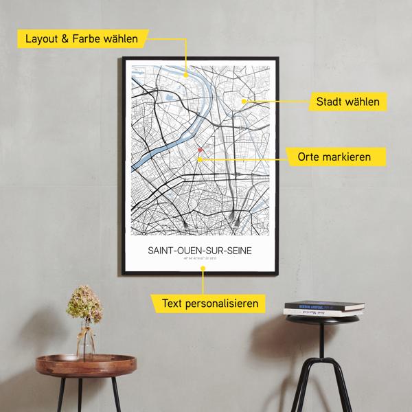 Stadtkarte von Saint-Ouen-sur-Seine erstellt auf Cartida