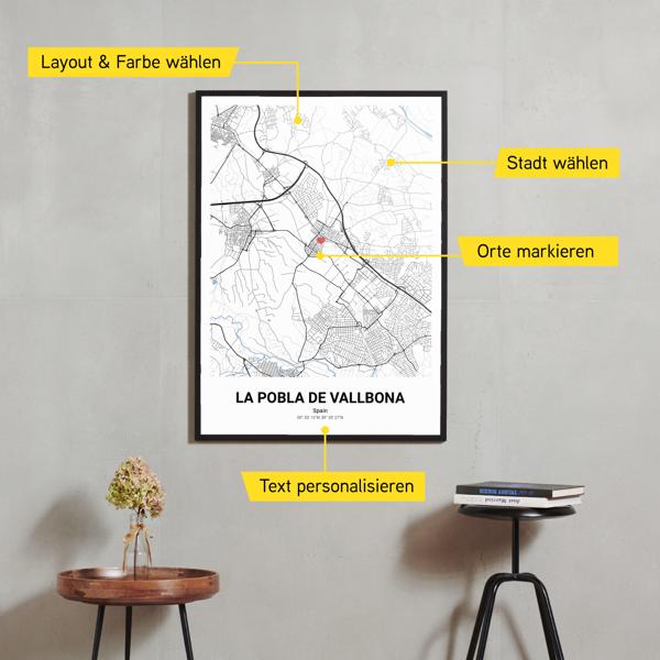 Stadtkarte von la Pobla de Vallbona erstellt auf Cartida