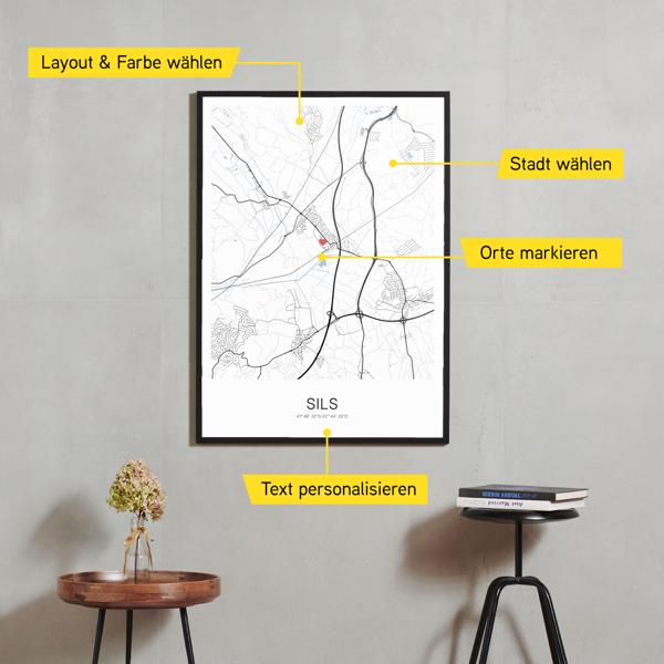 Stadtkarte von Sils erstellt auf Cartida