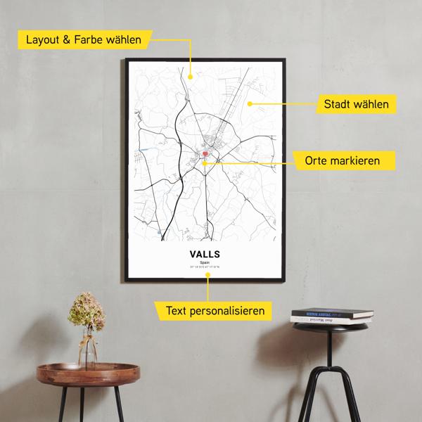 Stadtkarte von Valls erstellt auf Cartida