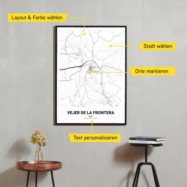 Stadtkarte von Vejer de la Frontera erstellt auf Cartida