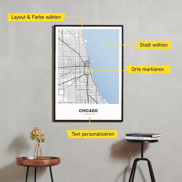 Stadtkarte von Chicago erstellt auf Cartida