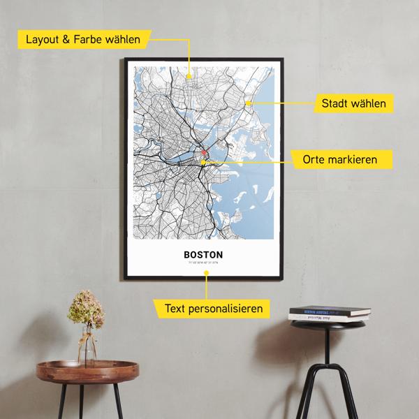 Stadtkarte von Boston erstellt auf Cartida