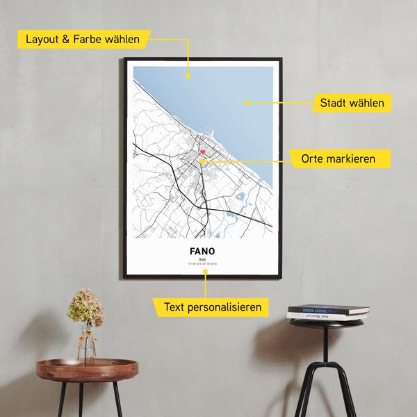 Stadtkarte von Fano erstellt auf Cartida