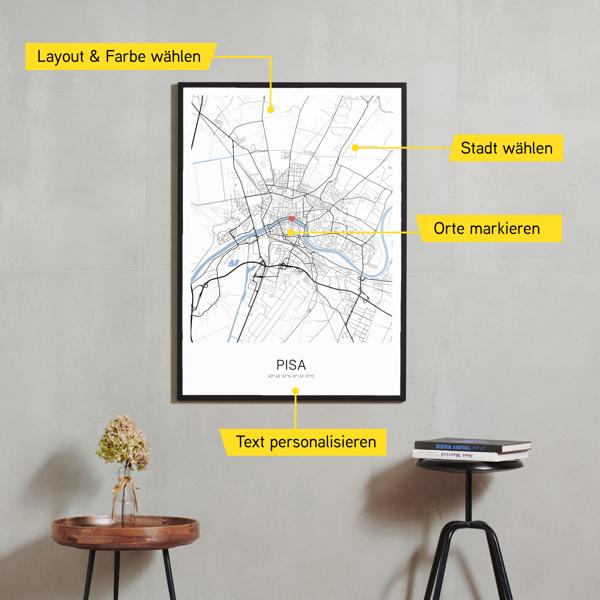 Stadtkarte von Pisa erstellt auf Cartida