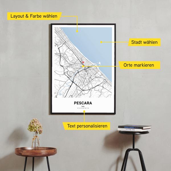 Stadtkarte von Pescara erstellt auf Cartida