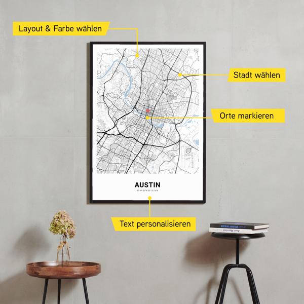 Stadtkarte von Austin erstellt auf Cartida