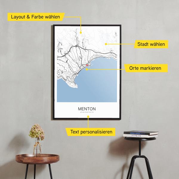 Stadtkarte von Menton erstellt auf Cartida