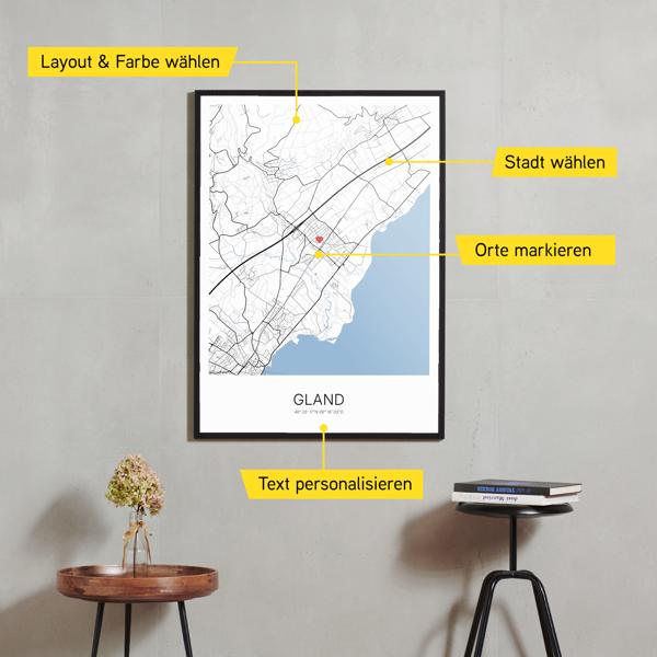 Stadtkarte von Gland erstellt auf Cartida