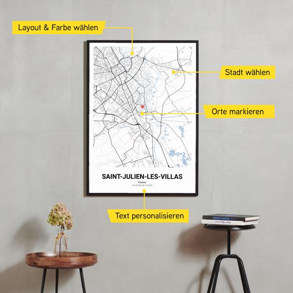 Stadtkarte von Saint-Julien-les-Villas erstellt auf Cartida