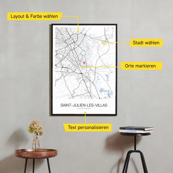 Stadtkarte von Saint-Julien-les-Villas erstellt auf Cartida