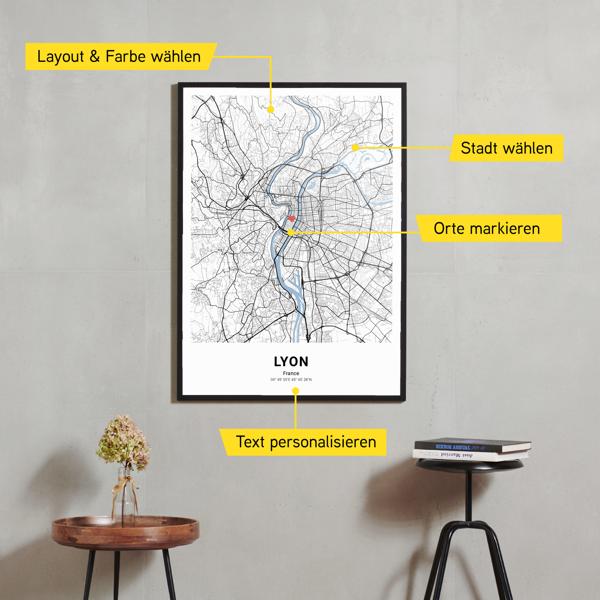 Stadtkarte von Lyon erstellt auf Cartida