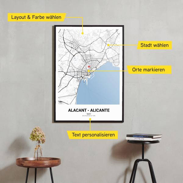 Stadtkarte von Alacant - Alicante erstellt auf Cartida