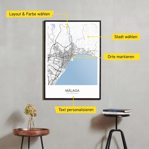 Stadtkarte von Málaga erstellt auf Cartida