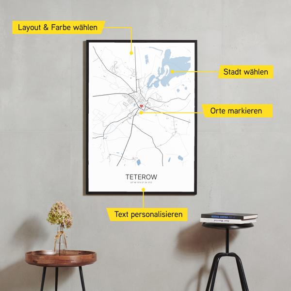 Stadtkarte von Teterow erstellt auf Cartida