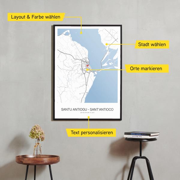 Stadtkarte von Santu Antiogu - Sant'Antioco erstellt auf Cartida