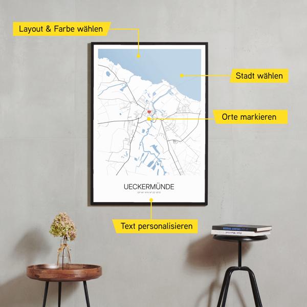 Stadtkarte von Ueckermünde erstellt auf Cartida