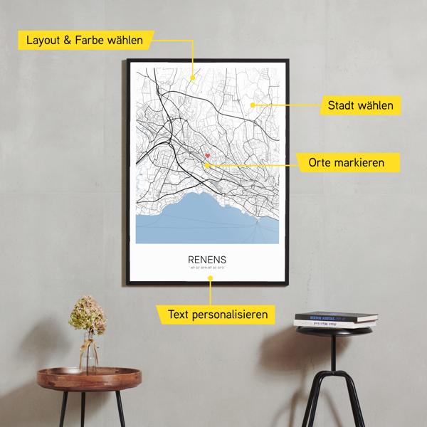 Stadtkarte von Renens erstellt auf Cartida