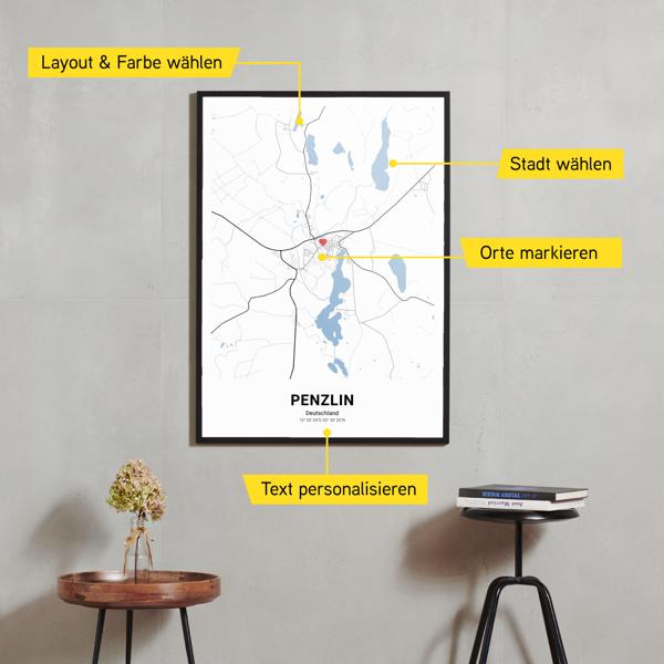 Stadtkarte von Penzlin erstellt auf Cartida