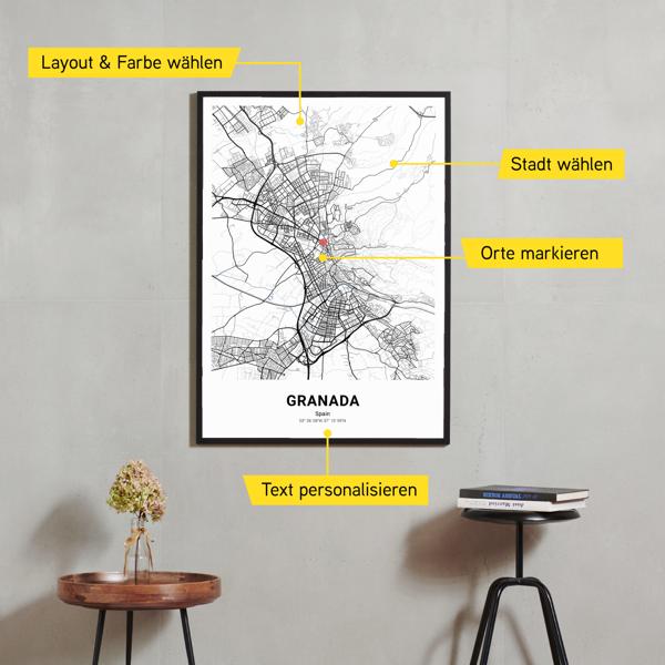 Stadtkarte von Granada erstellt auf Cartida