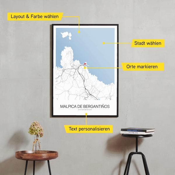 Stadtkarte von Malpica de Bergantiños erstellt auf Cartida