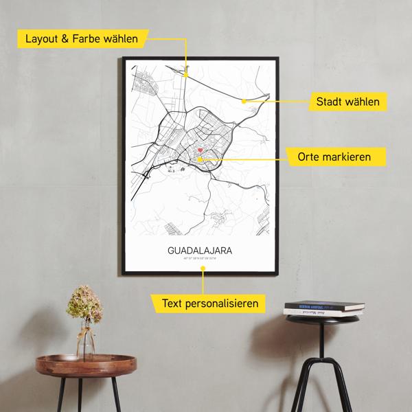 Stadtkarte von Guadalajara erstellt auf Cartida