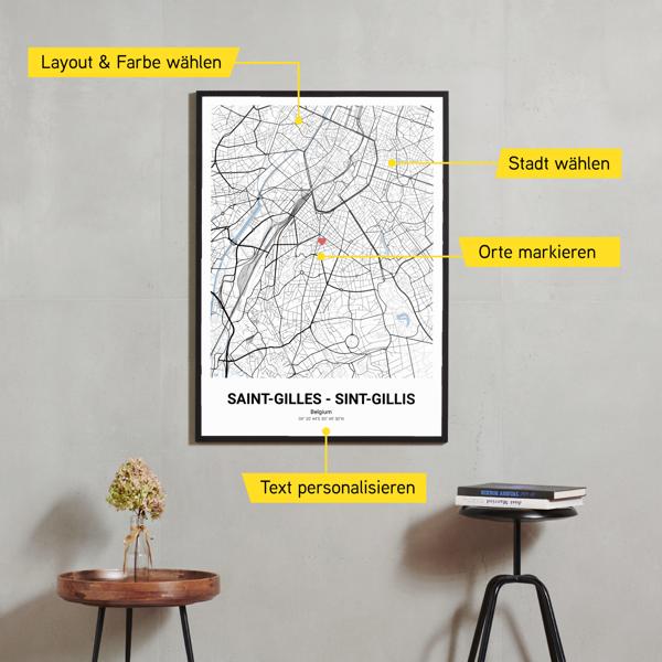 Stadtkarte von Saint-Gilles - Sint-Gillis erstellt auf Cartida
