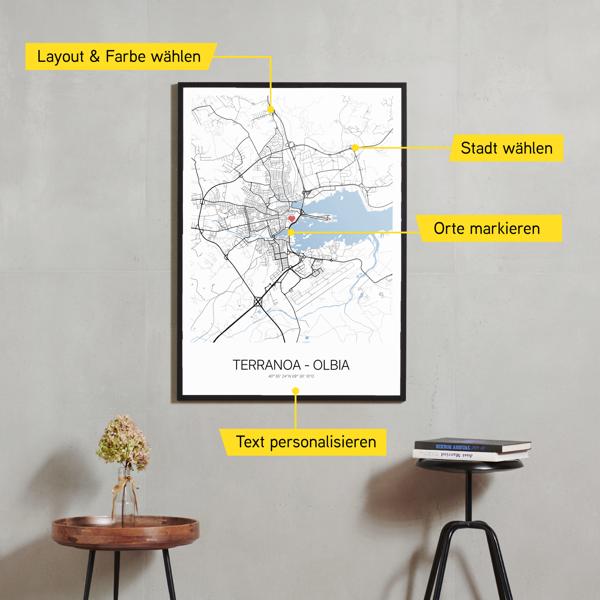 Stadtkarte von Terranoa - Olbia erstellt auf Cartida