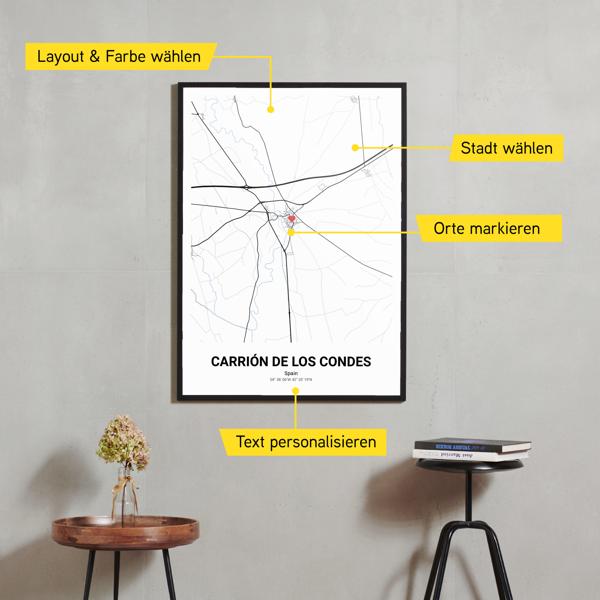 Stadtkarte von Carrión de los Condes erstellt auf Cartida