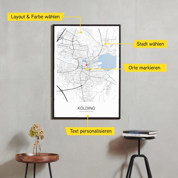 Stadtkarte von Kolding erstellt auf Cartida