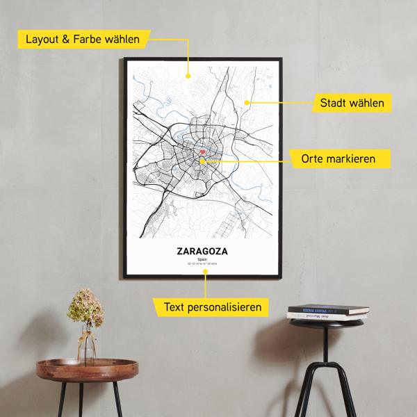 Stadtkarte von Zaragoza erstellt auf Cartida