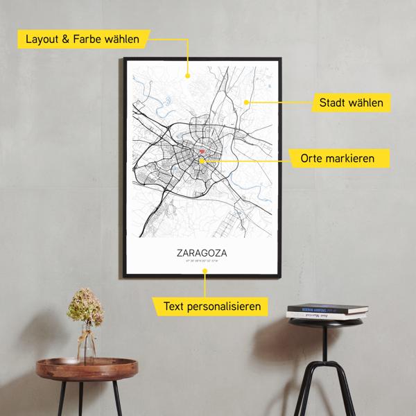 Stadtkarte von Zaragoza erstellt auf Cartida