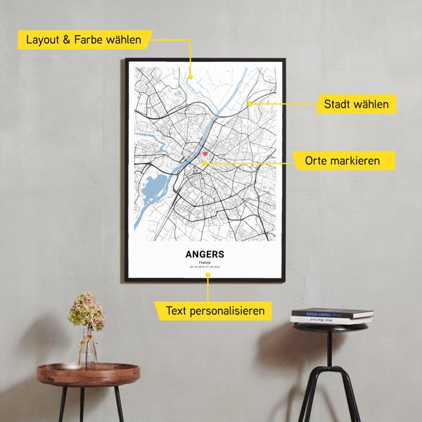 Stadtkarte von Angers erstellt auf Cartida