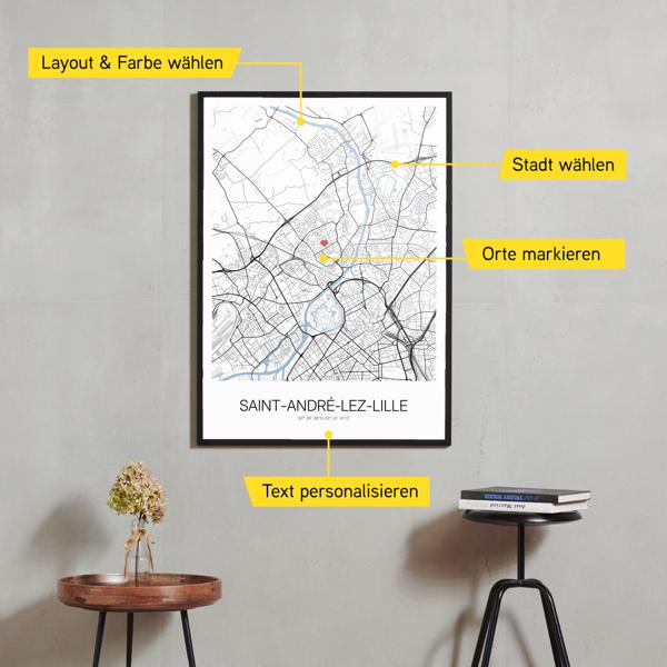 Stadtkarte von Saint-André-lez-Lille erstellt auf Cartida