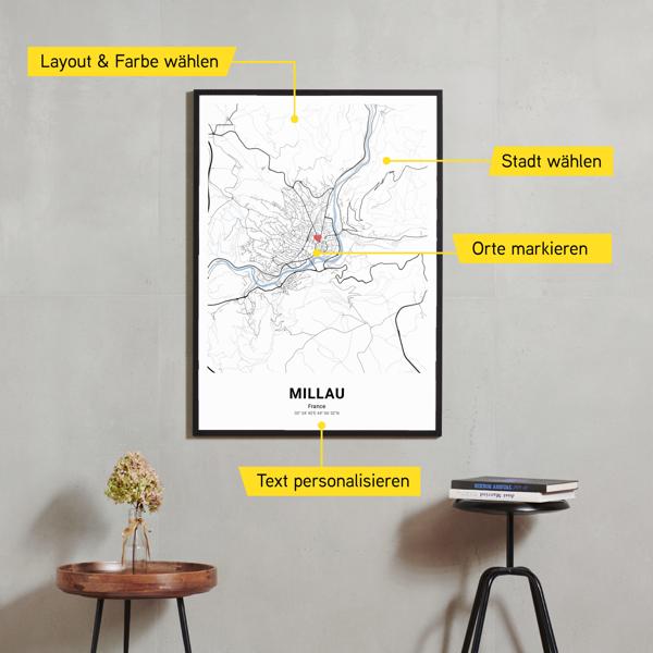 Stadtkarte von Millau erstellt auf Cartida
