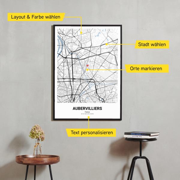 Stadtkarte von Aubervilliers erstellt auf Cartida