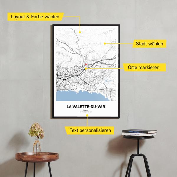Stadtkarte von La Valette-du-Var erstellt auf Cartida