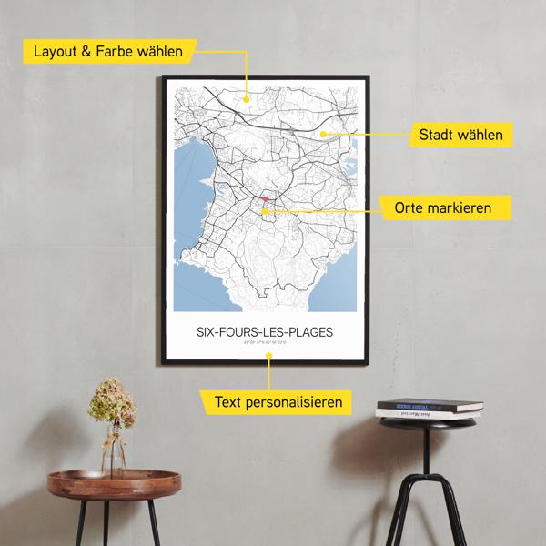 Stadtkarte von Six-Fours-les-Plages erstellt auf Cartida