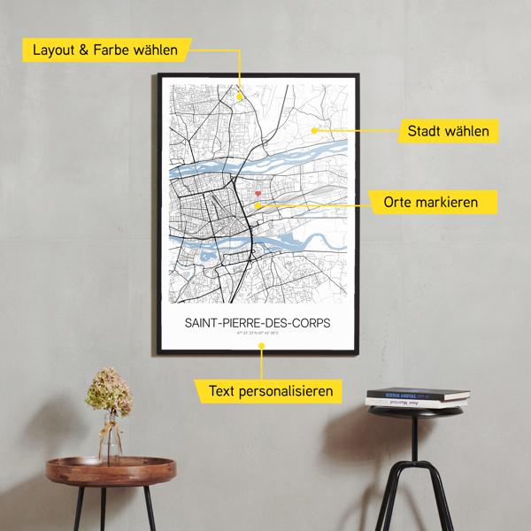 Stadtkarte von Saint-Pierre-des-Corps erstellt auf Cartida