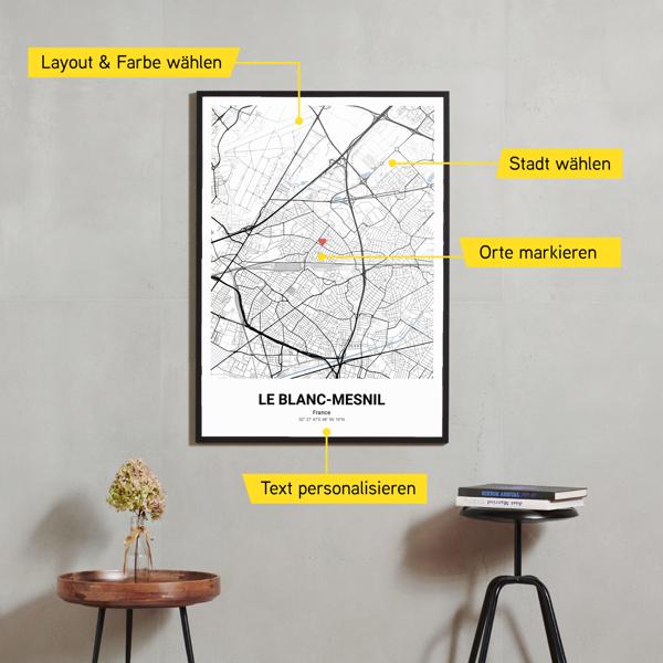 Stadtkarte von Le Blanc-Mesnil erstellt auf Cartida