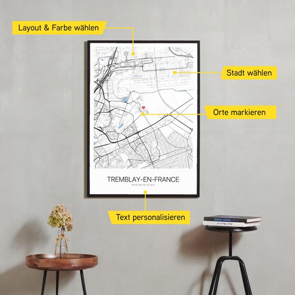 Stadtkarte von Tremblay-en-France erstellt auf Cartida