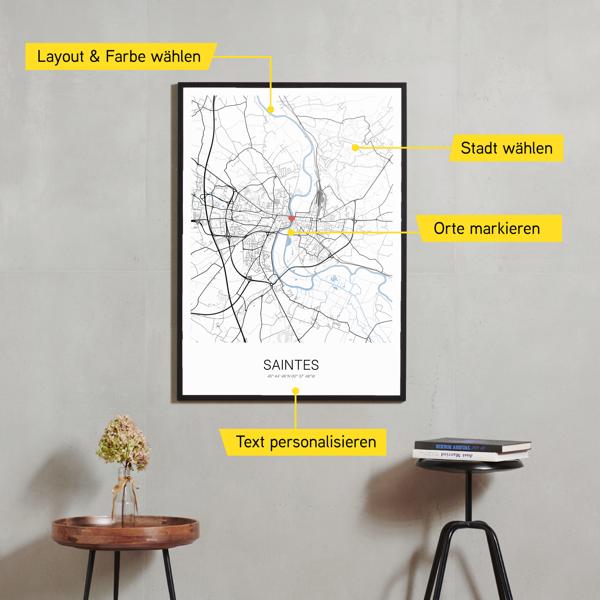 Stadtkarte von Saintes erstellt auf Cartida