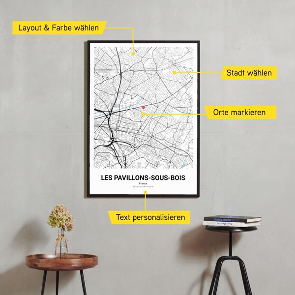 Stadtkarte von Les Pavillons-sous-Bois erstellt auf Cartida